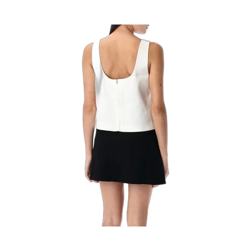 Self-Portrait Bonded Chain-Link Trim Satin Top