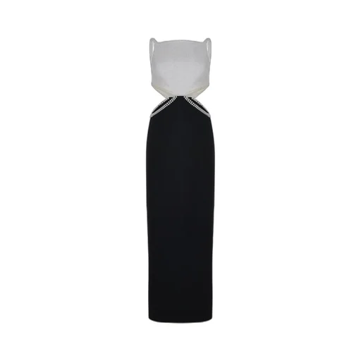 Self-Portrait Bow-Embellished Cut-Out Crepe Maxi Dress