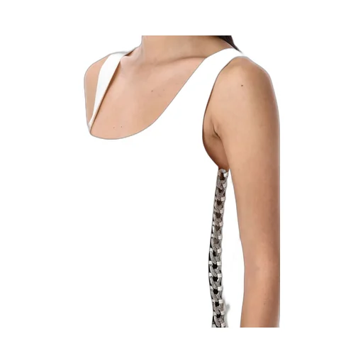 Self-Portrait Bonded Chain-Link Trim Satin Top