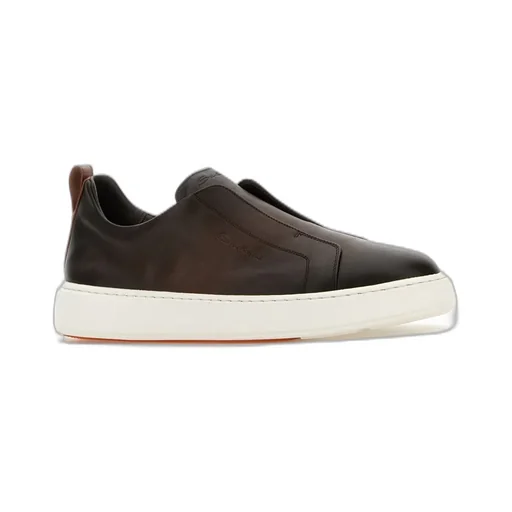 Santoni Logo Embossed Round Toe Sneakers