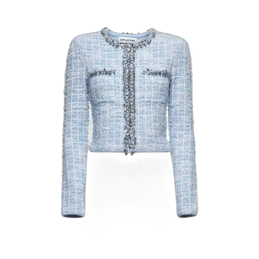 Self-Portrait Cropped Tweed Blazer