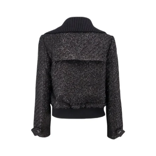 Self-Portrait Metallic-Effect Zip-Up Jacket