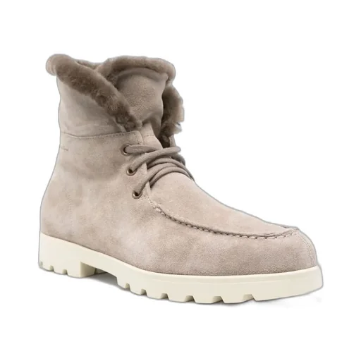 Santoni Fur-Trim Suede Desert Boots