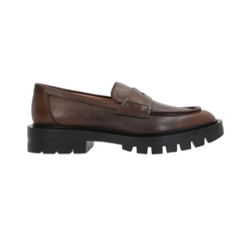 Santoni Leather Penny Loafers