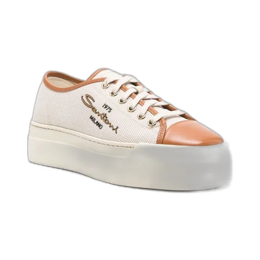 Santoni Logo Detailed Platform Mesh Sneakers