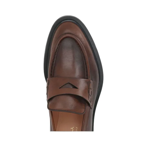 Santoni Leather Penny Loafers