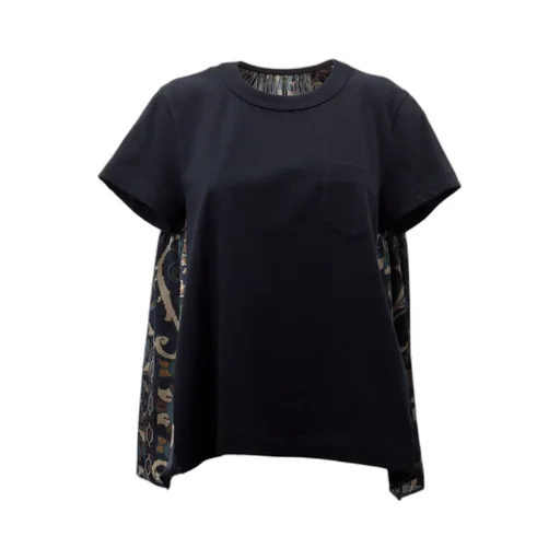 Sacai Floral Print Scoop Neck T-Shirt