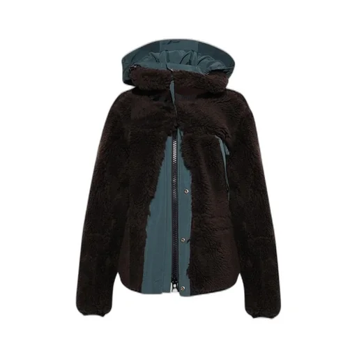 Sacai Long Sleeved Hooded Shearling Jacket
