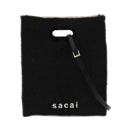 Sacai Logo Embroidered Woven Tote Bag