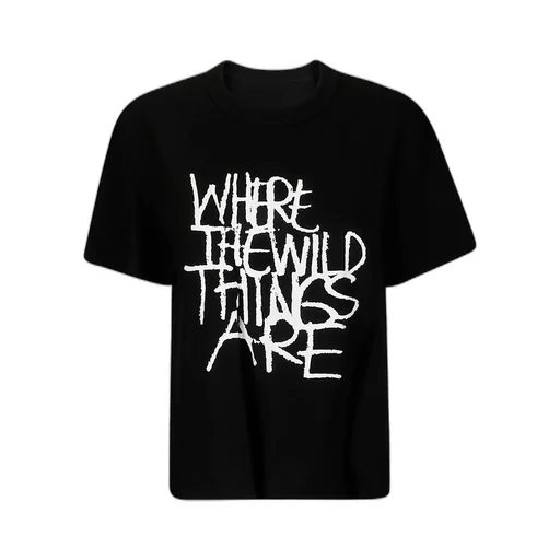Sacai Slogan Printed Crewneck Jersey T-Shirt