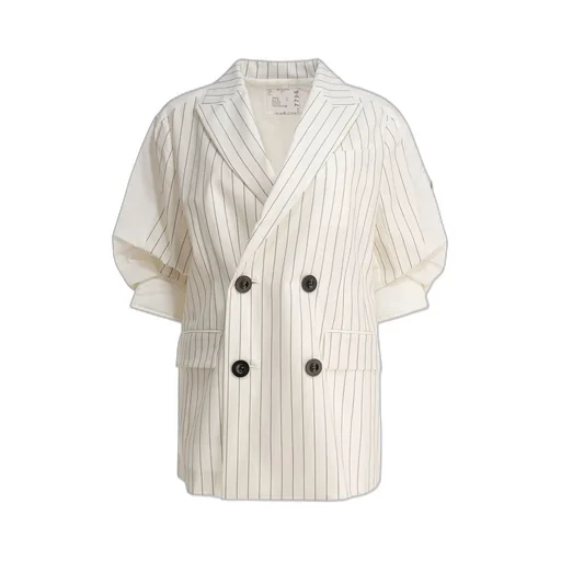 Sacai Striped Panelled Short Sleeved Blazer