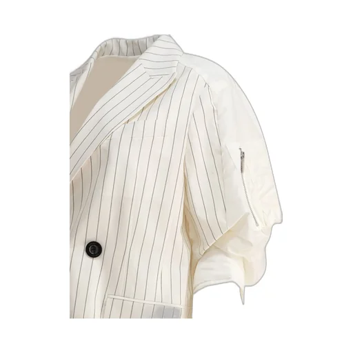 Sacai Striped Panelled Short Sleeved Blazer