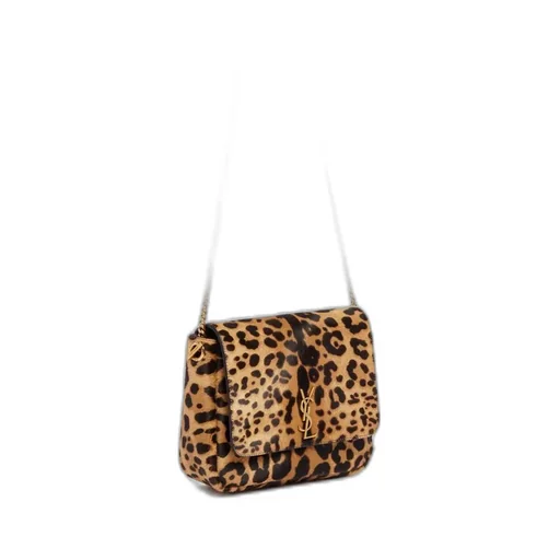 Saint Laurent Leopard Patterned Logo Plaque Shoulder Bag