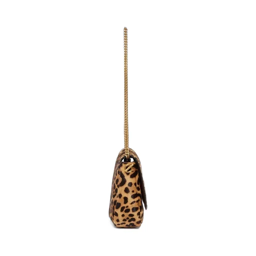Saint Laurent Leopard Patterned Logo Plaque Shoulder Bag