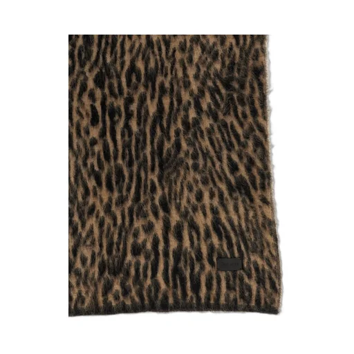 Saint Laurent Leopard Knitted Scarf