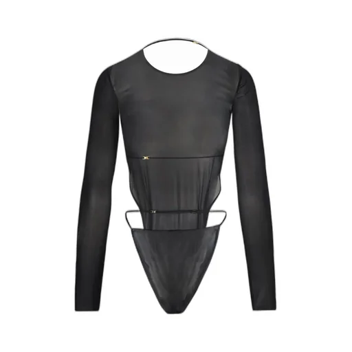 Saint Laurent Backless Long-Sleeved Bodysuit