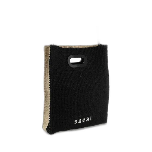 Sacai Logo Embroidered Woven Tote Bag