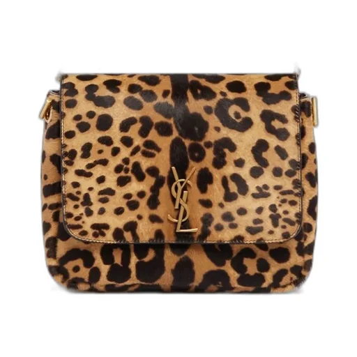Saint Laurent Leopard Patterned Logo Plaque Shoulder Bag