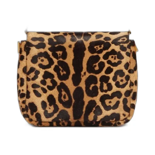 Saint Laurent Leopard Patterned Logo Plaque Shoulder Bag