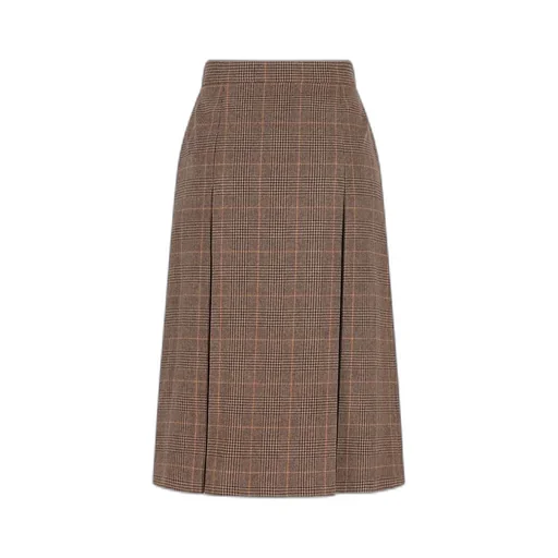 Saint Laurent Checked Midi Skirt