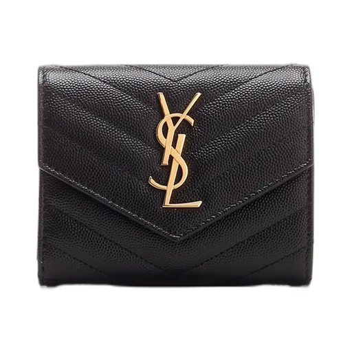 Saint Laurent Cassandre Matelassé Compact Tri Fold Wallet