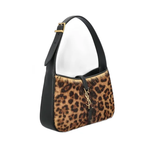 Saint Laurent Leopard Patterned Logo Plaque Tote Bag