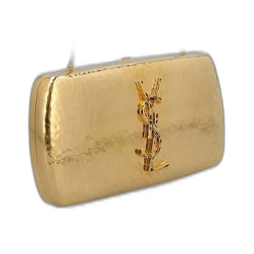 Saint Laurent Evening Logo Plaque Clutch Bag
