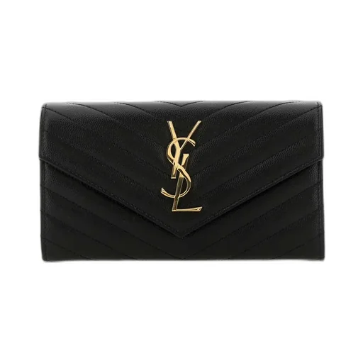 Saint Laurent Grain De Poudre Monogram Wallet