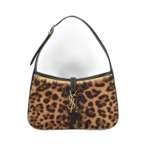 Saint Laurent Leopard Patterned Logo Plaque Tote Bag