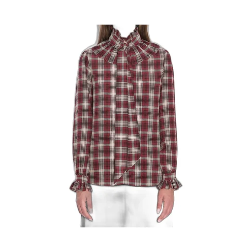 Saint Laurent Checkered Ruffle Detailed Shirt
