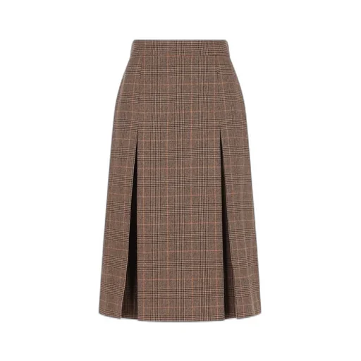 Saint Laurent Checked Midi Skirt