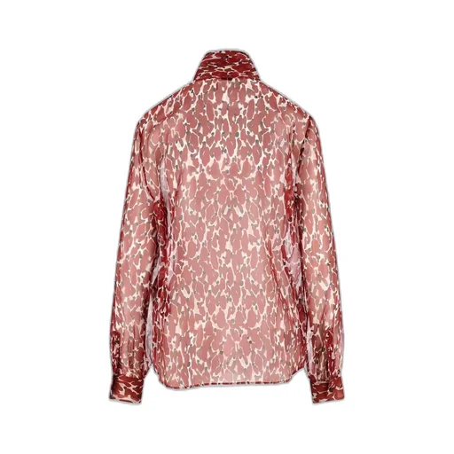 Saint Laurent All-Over Patterned Long-Sleeved Blouse