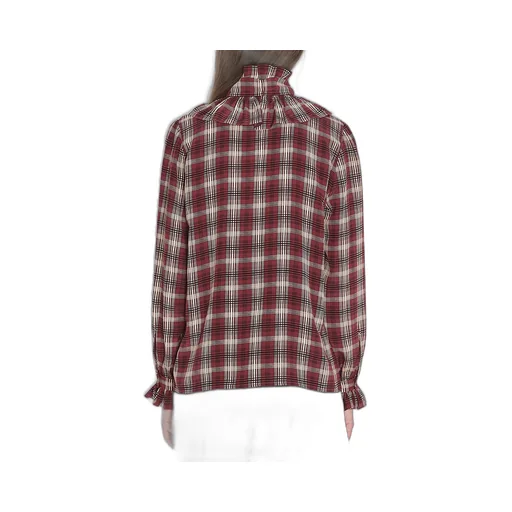 Saint Laurent Checkered Ruffle Detailed Shirt