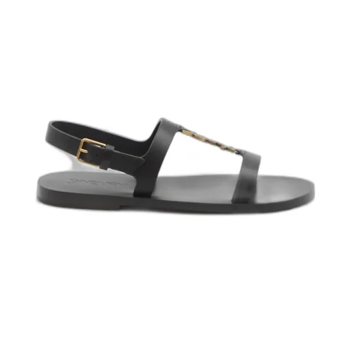 Saint Laurent Cassandra Logo Plaque Flat Sandals