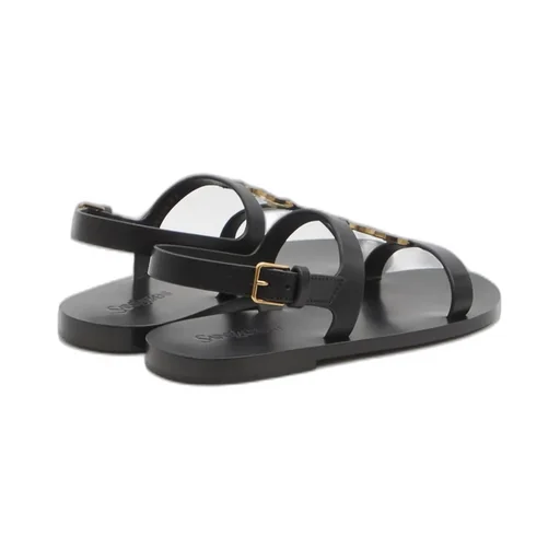 Saint Laurent Cassandra Logo Plaque Flat Sandals