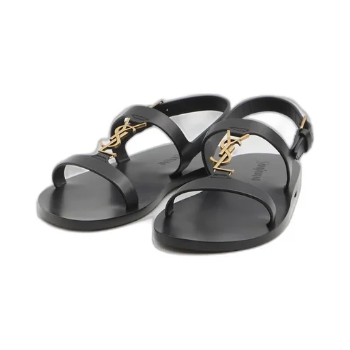 Saint Laurent Cassandra Logo Plaque Flat Sandals