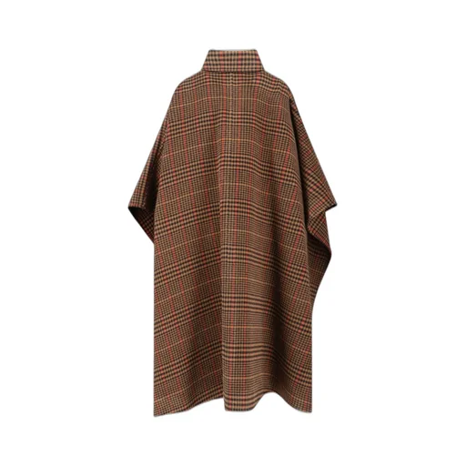 Saint Laurent Plaid Short-Sleeved Cape