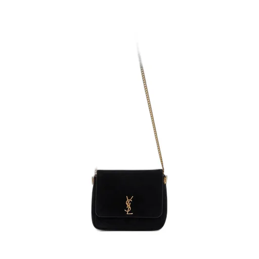 Saint Laurent Logo Plaque Foldover Top Shoulder Bag