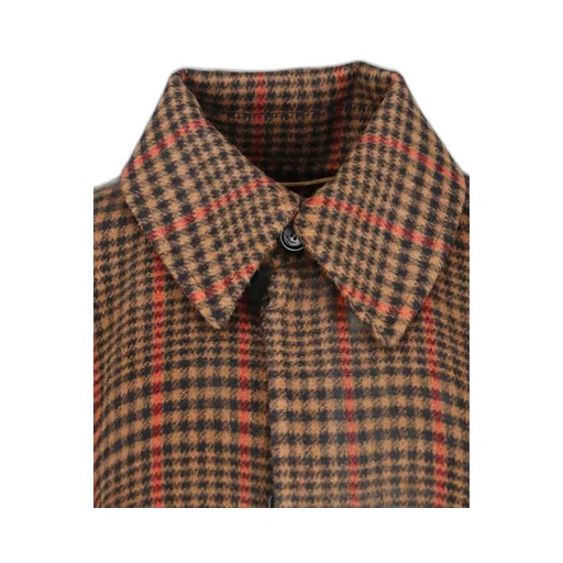 Saint Laurent Plaid Short-Sleeved Cape