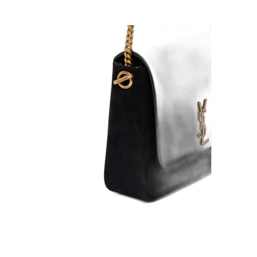 Saint Laurent Logo Plaque Foldover Top Shoulder Bag
