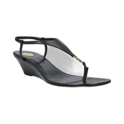 Saint Laurent Cassandra Logo Plaque Slingback Sandals