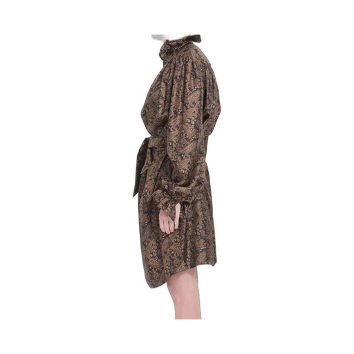 Saint Laurent Paisley Belted Long-Sleeved Dress