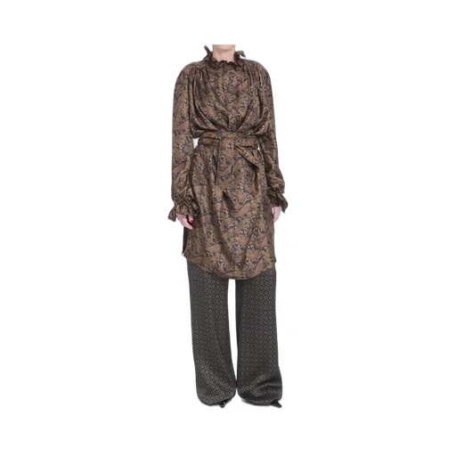 Saint Laurent Paisley Belted Long-Sleeved Dress