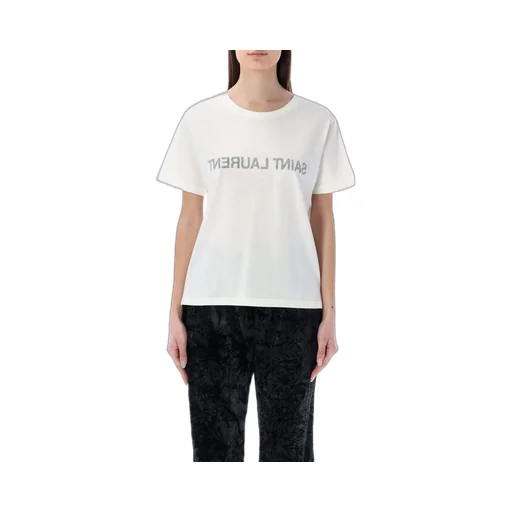 Saint Laurent Reverse Logo Printed Crewneck T-Shirt