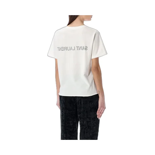 Saint Laurent Reverse Logo Printed Crewneck T-Shirt