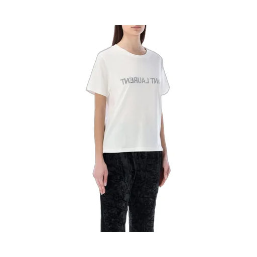Saint Laurent Reverse Logo Printed Crewneck T-Shirt