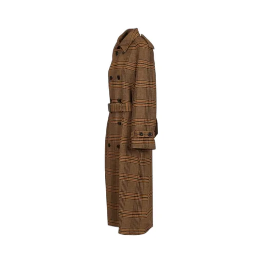 Saint Laurent Checked Double-Breasted Belted Coat