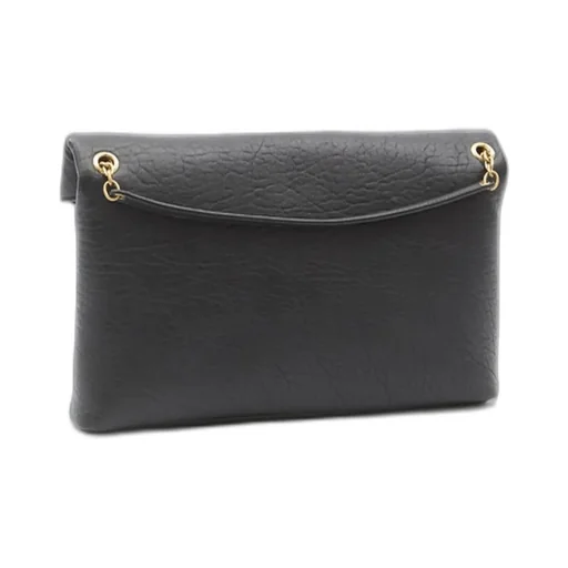 Saint Laurent Logo Plaque Foldover Top Clutch Bag