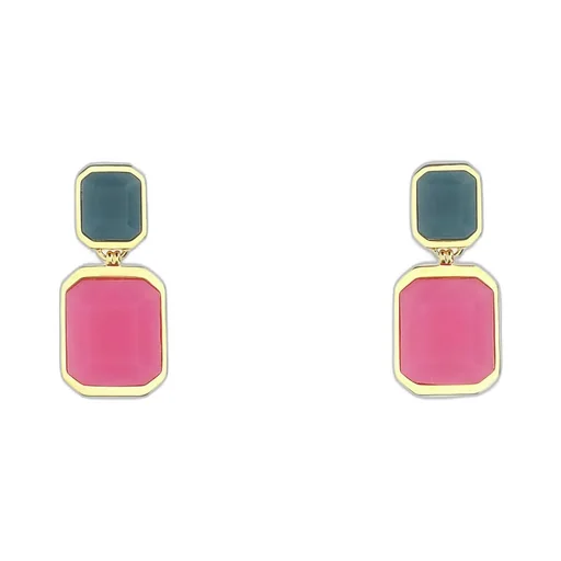 Saint Laurent Octagon Logo Engraved Earrings
