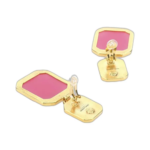 Saint Laurent Octagon Logo Engraved Earrings